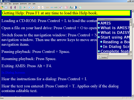 Screenshot of AMIS with large text and high contrast.