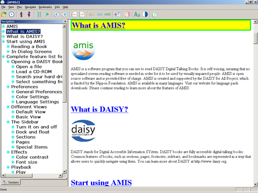 default view of AMIS