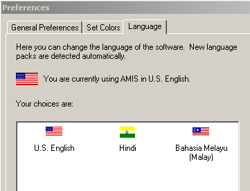 dialog for choosing a language pack