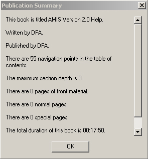 publication summary dialog of AMIS